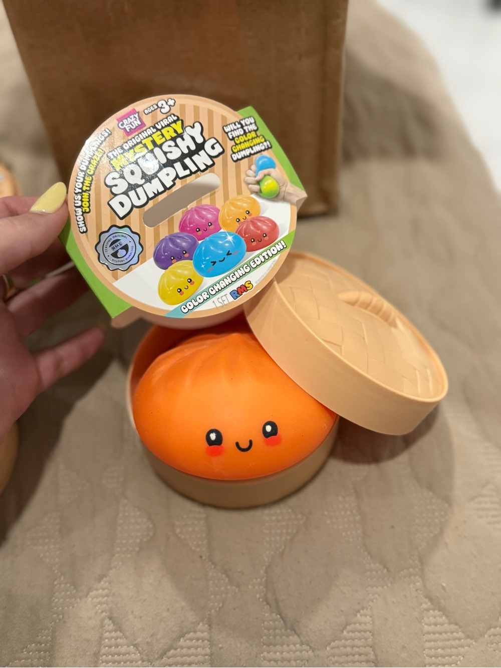 Mystery Squishy Dumpling Plush Toy - Orange Color-Changing Fun